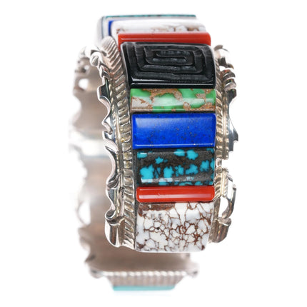 6.5" Alvin Yellowhorse Navajo Multi-mine turquoise sterling silver cuff bracelet - Estate Fresh Austin