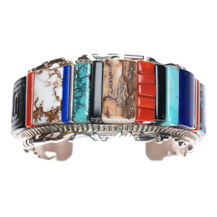 6.5" Alvin Yellowhorse Navajo Multi-mine turquoise sterling silver cuff bracelet - Estate Fresh Austin
