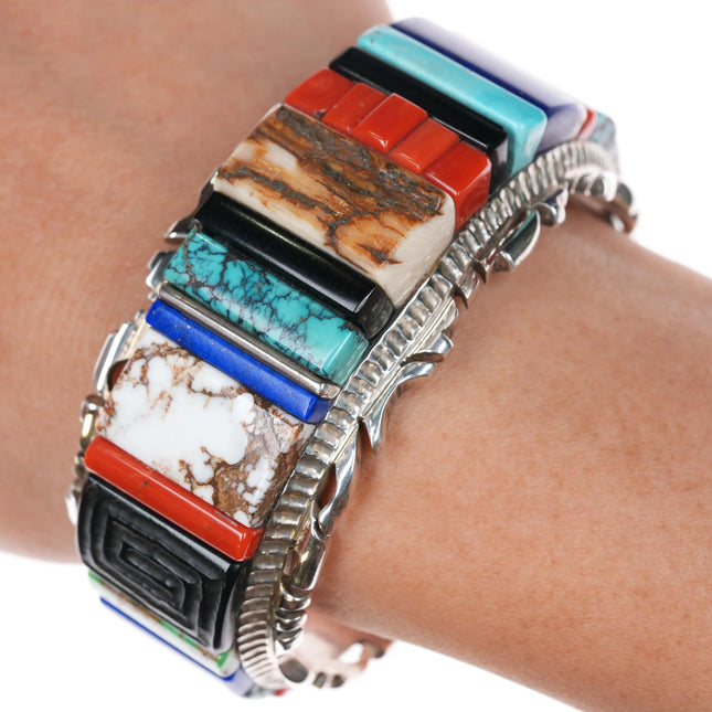 6.5" Alvin Yellowhorse Navajo Multi-mine turquoise sterling silver cuff bracelet - Estate Fresh Austin