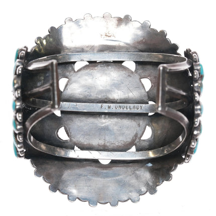 7.35" 1950's Fannie W Ondelacy big Zuni turquoise sterling silver cuff bracelet - Estate Fresh Austin