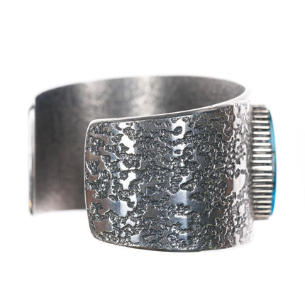 6.3" Boyd Tsosie Navajo Tufa Cast sterling silver turquoise cuff bracelet - Estate Fresh Austin