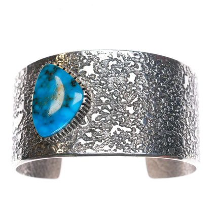6.3" Boyd Tsosie Navajo Tufa Cast sterling silver turquoise cuff bracelet - Estate Fresh Austin