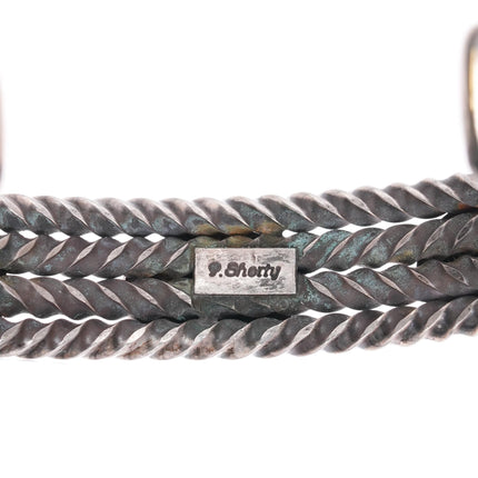 6.6" Perry Shorty Navajo Black Web #8 Turquoise sterling silver cuff bracelet - Estate Fresh Austin