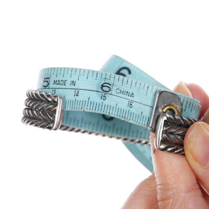 6.6" Perry Shorty Navajo Black Web #8 Turquoise sterling silver cuff bracelet - Estate Fresh Austin