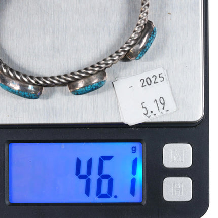 6.6" Perry Shorty Navajo Black Web #8 Turquoise sterling silver cuff bracelet - Estate Fresh Austin
