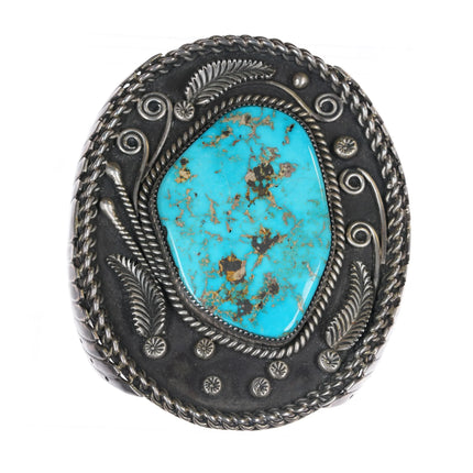 6.8" Walter Mitchell Navajo Vintage Sterling silver turquoise cuff bracelet - Estate Fresh Austin