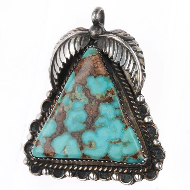 60's-70's SMJ Navajo sterling silver high grade turquoise pendant - Estate Fresh Austin