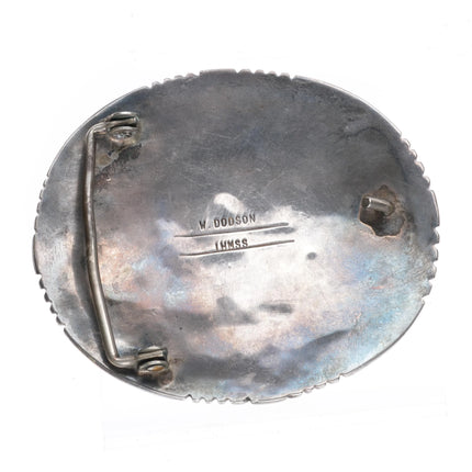 Large Vintage W Dodson Navajo Sterling silver trophy belt buckle with turquoise - Estate Fresh Austin