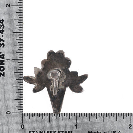 40's-50's Zuni Petit Point flower basket sterling silver screw back earrings - Estate Fresh Austin