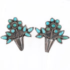 40's-50's Zuni Petit Point flower basket sterling silver screw back earrings - Estate Fresh Austin