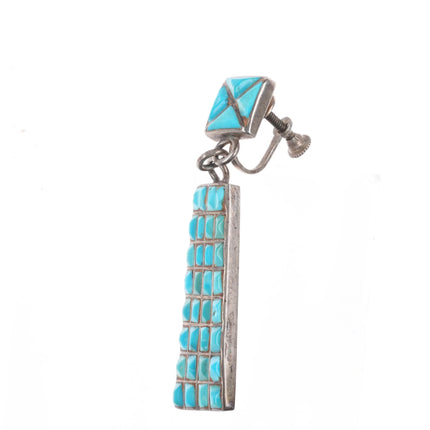 40's-50's Zuni Turquoise cobblestone inlay sterling silver screw back earrings - Estate Fresh Austin