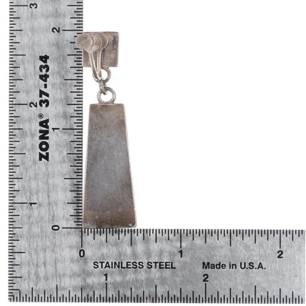 40's-50's Zuni Turquoise cobblestone inlay sterling silver screw back earrings - Estate Fresh Austin