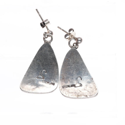 Stewart Tewawina Hopi Overlay dangle earrings sterling silver - Estate Fresh Austin