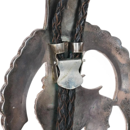 c1960 c-31 Huge Edward A Beyuka Zuni Eagle Dancer bolo tie sterling silver - Estate Fresh Austin