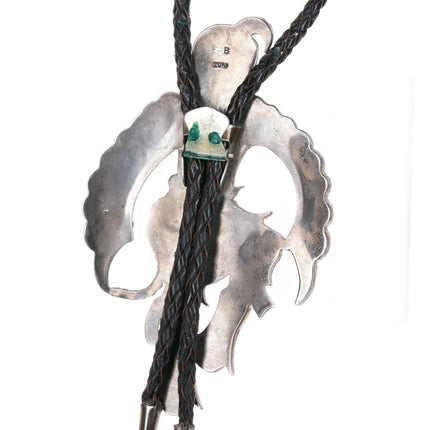 c1960 c-31 Huge Edward A Beyuka Zuni Eagle Dancer bolo tie sterling silver - Estate Fresh Austin