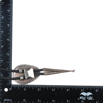 Leslie & Gladys Lamy Zuni sterling silver cobblestone inlay bolo tie - Estate Fresh Austin