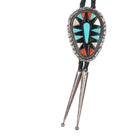 Leslie & Gladys Lamy Zuni sterling silver cobblestone inlay bolo tie - Estate Fresh Austin