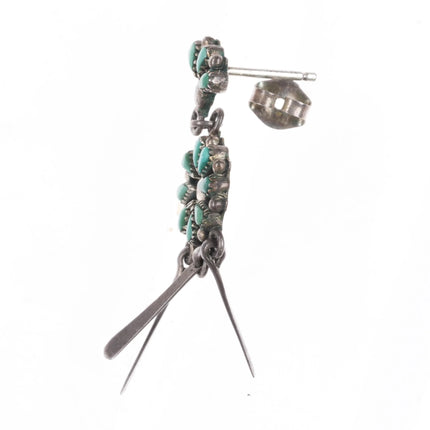 Vintage Yatsattie Zuni petit point turquoise sterling silver dangle earrings - Estate Fresh Austin