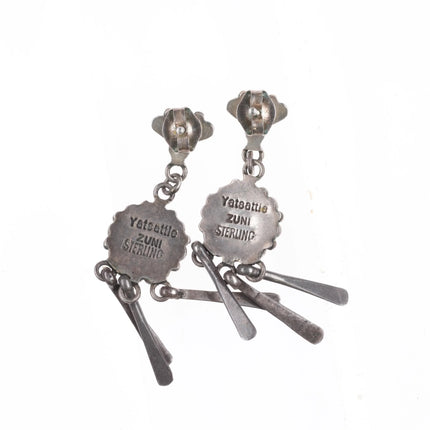 Vintage Yatsattie Zuni petit point turquoise sterling silver dangle earrings - Estate Fresh Austin