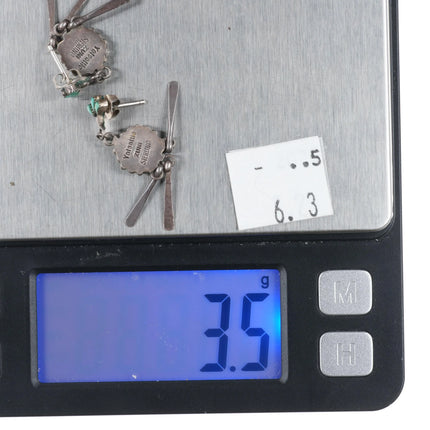 Vintage Yatsattie Zuni petit point turquoise sterling silver dangle earrings - Estate Fresh Austin