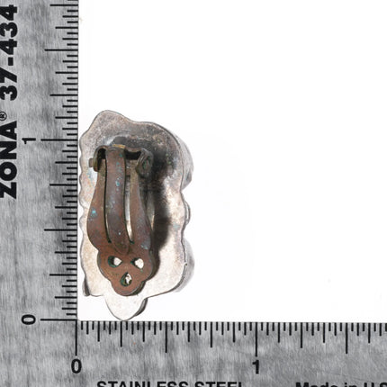 c1950's Bisbee Turquoise Zuni sterling silver clip-on earrings - Estate Fresh Austin