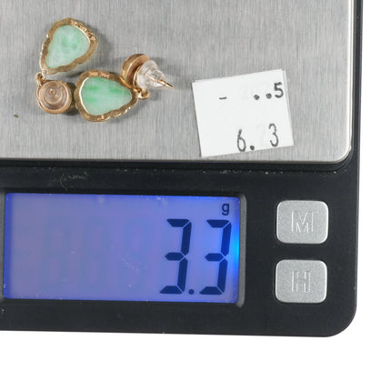 Vintage Chinese 14k gold Jade carved buddha charms/earrings/pendants pair - Estate Fresh Austin