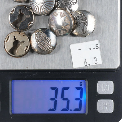 10 Vintage Southwestern sterling silver button covers wolf/Bear/Sunface - Estate Fresh Austin