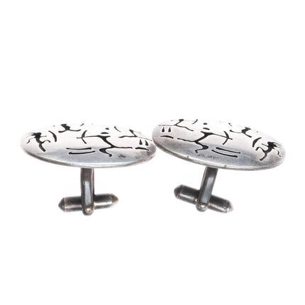 c1950's Antonio Pineda Taxco sterling silver modernist hunting cufflinks - Estate Fresh Austin