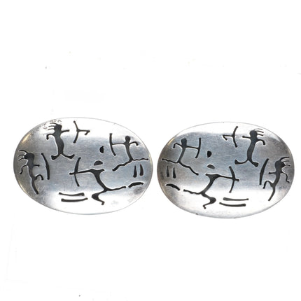 c1950's Antonio Pineda Taxco sterling silver modernist hunting cufflinks - Estate Fresh Austin