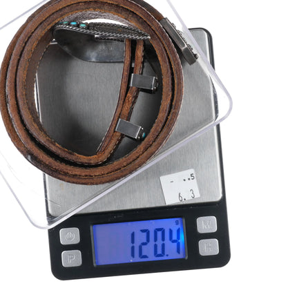 40's-50's Zuni Sterling silver snake eye turquoise ranger belt buckle set on 30" - Estate Fresh Austin