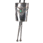 c1960 c-31 Vintage sterling silver thunderbird bolo tie with turquoise - Estate Fresh Austin