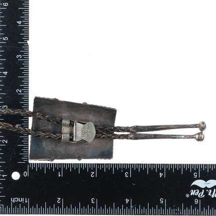 c1960 c-31 Vintage sterling silver thunderbird bolo tie with turquoise - Estate Fresh Austin