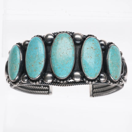 6.35" Ernest Begay Navajo Lone Mountain turquoise sterling silver cuff bracelet - Estate Fresh Austin