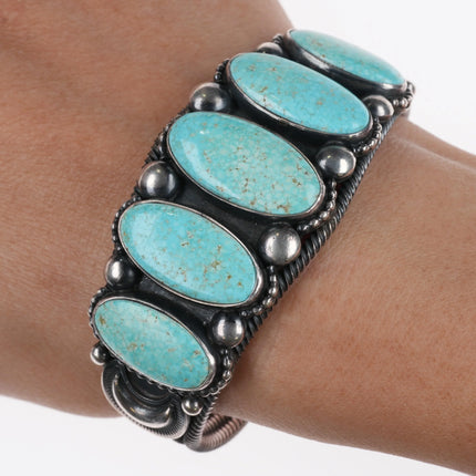 6.35" Ernest Begay Navajo Lone Mountain turquoise sterling silver cuff bracelet - Estate Fresh Austin