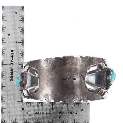 6.5" Wayne Cheama Zuni sterling carved turquoise cluster cuff bracelet - Estate Fresh Austin