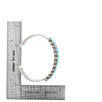 6.1" c1950's Zuni 4 Row Snake Eye Turquoise row cuff bracelet sterling silver - Estate Fresh Austin