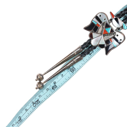 c1980 Vintage B&C Shack Zuni sterling silver thunderbird inlay bolo tie - Estate Fresh Austin
