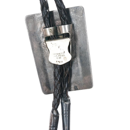 c1960 c-31 Zuni Dan Simplicio sterling silver 3 stone turquoise bolo tie - Estate Fresh Austin