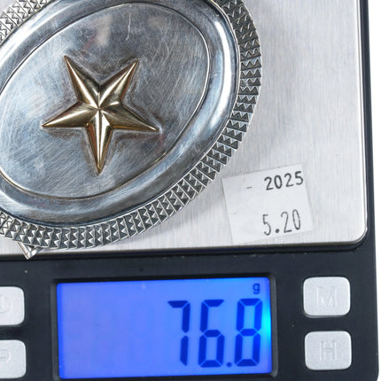 James Reid Santa Fe 18k gold Texas Lone Star on sterling belt buckle - Estate Fresh Austin