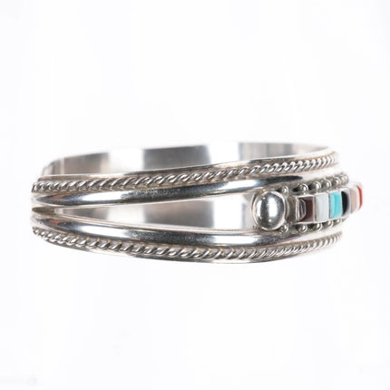 7" Ernest & Vivnita Bewanika Zuni Multi-stone row sterling silver cuff bracelet - Estate Fresh Austin