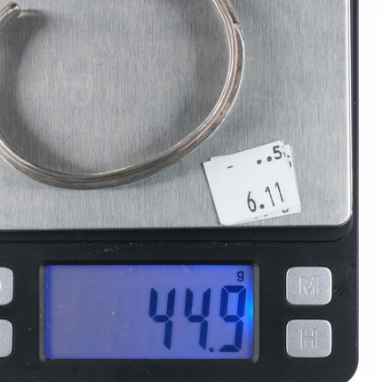 6.6" 1940's-50's Zuni channel inlay row cuff bracelet 3 band sterling silver - Estate Fresh Austin