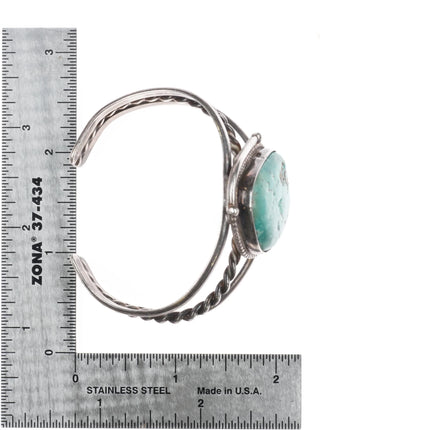 6" 1970's Navajo sterling silver turquoise twisted split shank cuff bracelet - Estate Fresh Austin