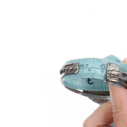 6" 1970's Navajo sterling silver turquoise twisted split shank cuff bracelet - Estate Fresh Austin