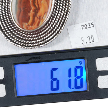 Vintage Maniquis Sterling silver Picture Jasper belt buckle with rope edge - Estate Fresh Austin