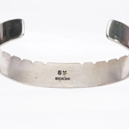 6.6" Steve Yellowhorse Navajo Sterling silver single turquoise cuff bracelet - Estate Fresh Austin