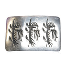 Pat Tewawina Hopi Sterling silver belt buckle Long Haired Kachina overlay - Estate Fresh Austin