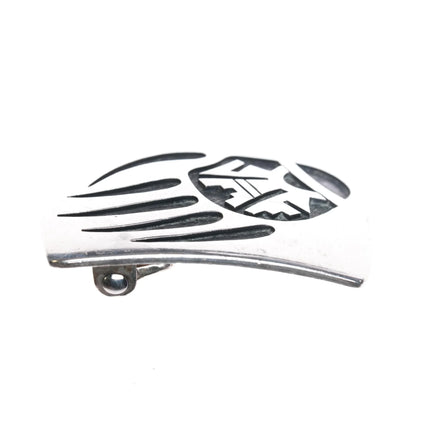 Benjamin Mansfield Hopi Overlay belt buckle Bear paw design sterling silver - Estate Fresh Austin