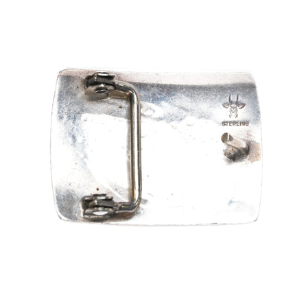 Benjamin Mansfield Hopi Overlay belt buckle Bear paw design sterling silver - Estate Fresh Austin