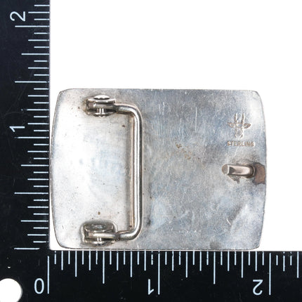 Benjamin Mansfield Hopi Overlay belt buckle Bear paw design sterling silver - Estate Fresh Austin