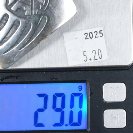 Benjamin Mansfield Hopi Overlay belt buckle Bear paw design sterling silver - Estate Fresh Austin